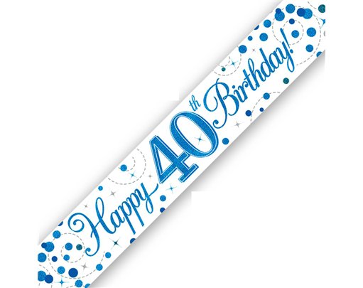 9FT 40TH BIRTHDAY BLUE SPARKLING FIZZ BANNER