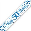 9FT 50TH BIRTHDAY BLUE SPARKLING FIZZ BANNER