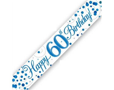 9FT 60TH BIRTHDAY BLUE SPARKLING FIZZ BANNER
