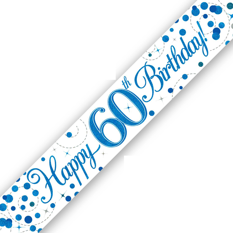 9FT 60TH BIRTHDAY BLUE SPARKLING FIZZ BANNER