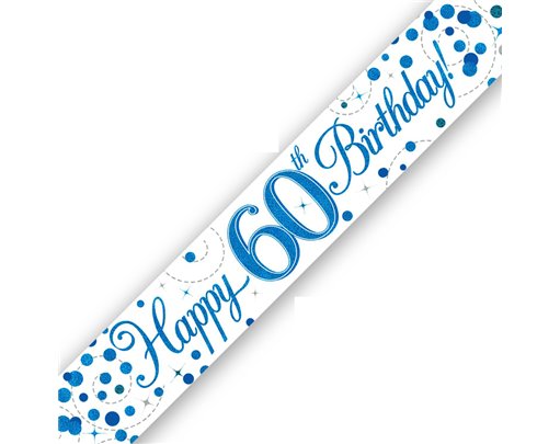 9FT 60TH BIRTHDAY BLUE SPARKLING FIZZ BANNER