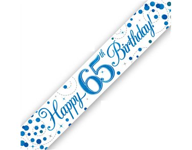 9FT 65TH BIRTHDAY BLUE SPARKLING FIZZ BANNER
