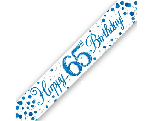 9FT 65TH BIRTHDAY BLUE SPARKLING FIZZ BANNER