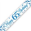 9FT 65TH BIRTHDAY BLUE SPARKLING FIZZ BANNER