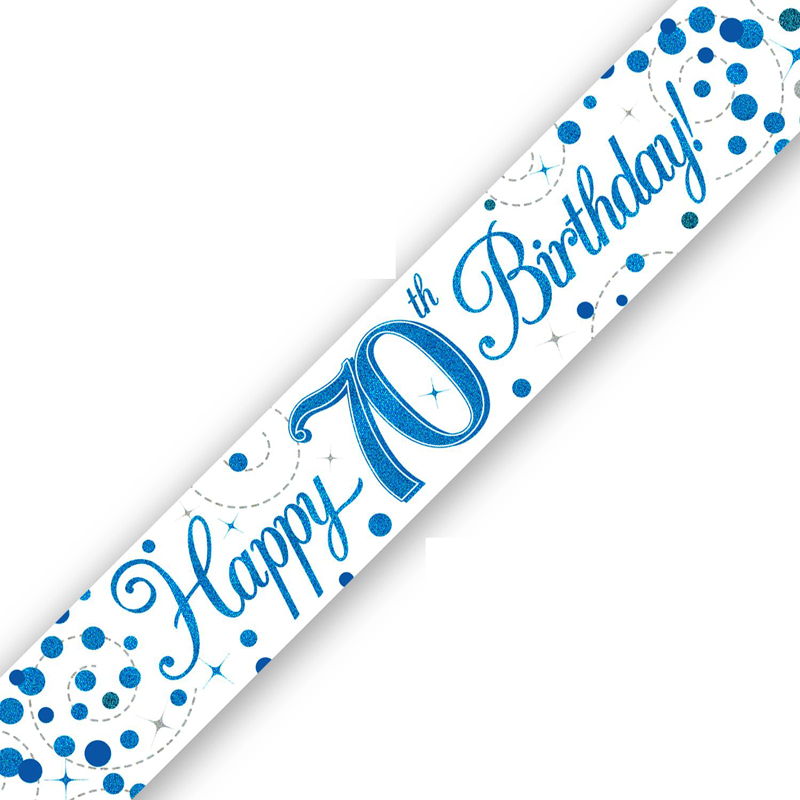 9FT 70TH BIRTHDAY BLUE SPARKLING FIZZ BANNER