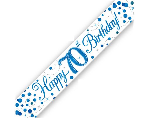 9FT 70TH BIRTHDAY BLUE SPARKLING FIZZ BANNER