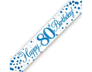 9FT 80TH BIRTHDAY BLUE SPARKLING FIZZ BANNER