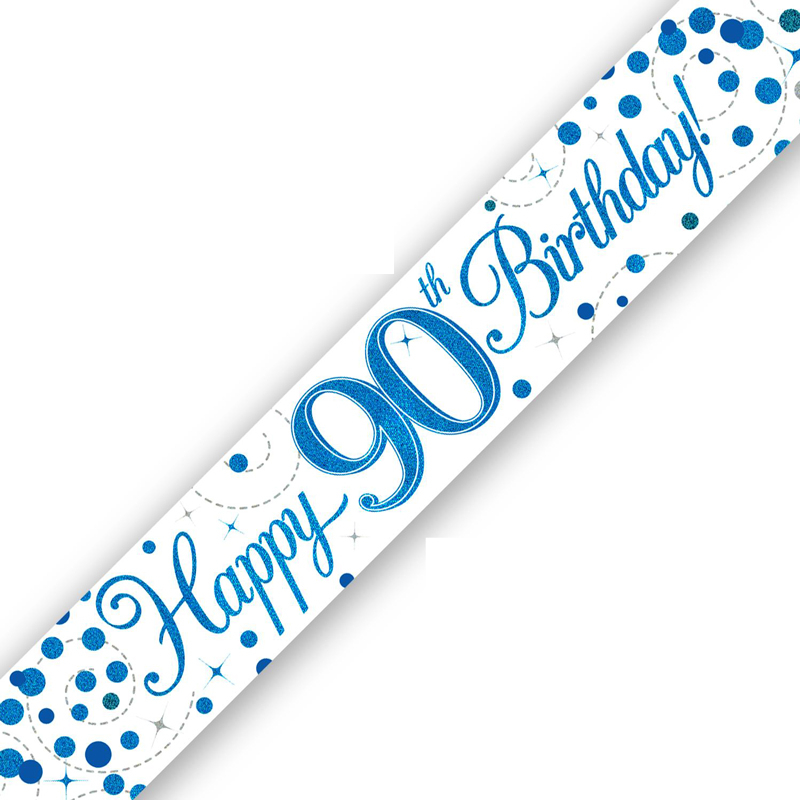 9FT 90TH BIRTHDAY BLUE SPARKLING FIZZ BANNER