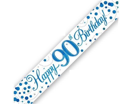 9FT 90TH BIRTHDAY BLUE SPARKLING FIZZ BANNER