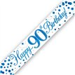 9FT 90TH BIRTHDAY BLUE SPARKLING FIZZ BANNER