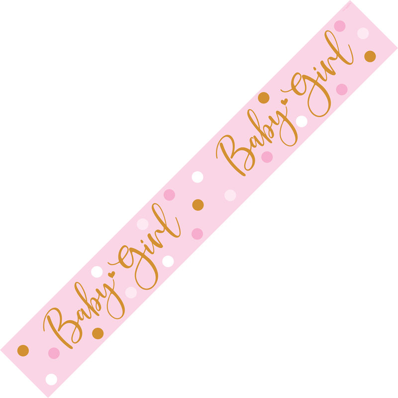 9FT SPARKLING BABY GIRL DOTS BANNER