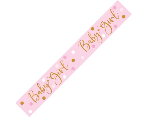 9FT SPARKLING BABY GIRL DOTS BANNER
