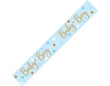 9FT SPARKLING BABY BOY DOTS BANNER