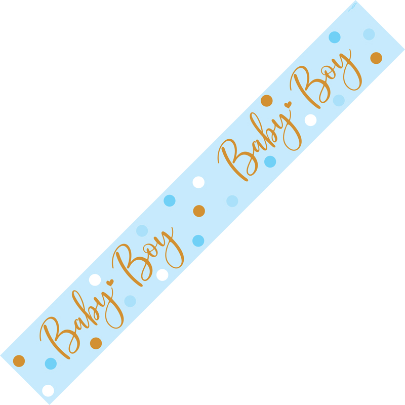 9FT SPARKLING BABY BOY DOTS BANNER