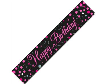9FT SPARKLING FIZZ BIRTHDAY BLACK & PINK BANNER
