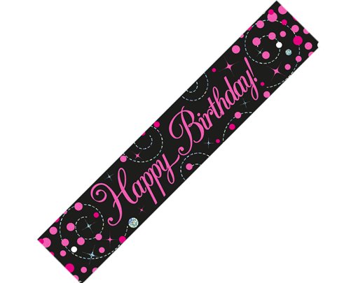 9FT SPARKLING FIZZ BIRTHDAY BLACK & PINK BANNER