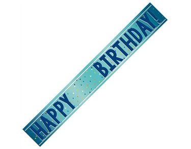1.8m HAPPY BIRTHDAY ADD AN AGE BLUE  FOIL BANNER
