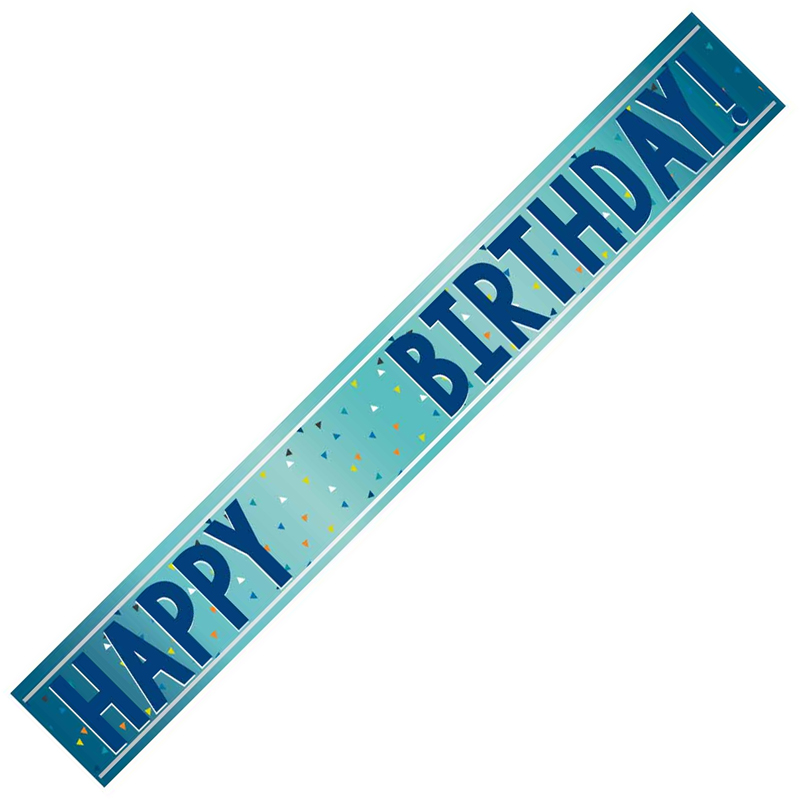 1.8m HAPPY BIRTHDAY ADD AN AGE BLUE  FOIL BANNER