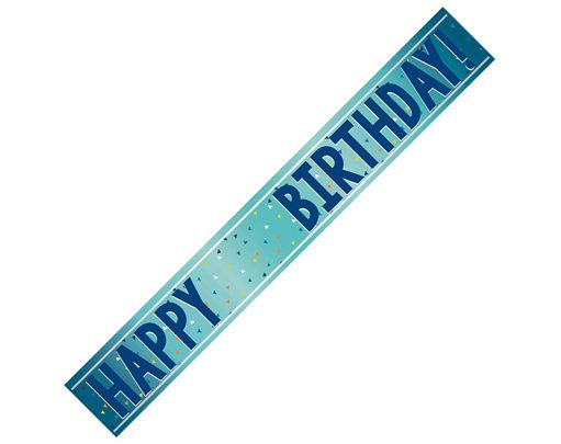 1.8m HAPPY BIRTHDAY ADD AN AGE BLUE  FOIL BANNER
