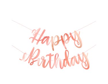 7ft ROSE GOLD SCRIPT HAPPY BIRTHDAY BANNER