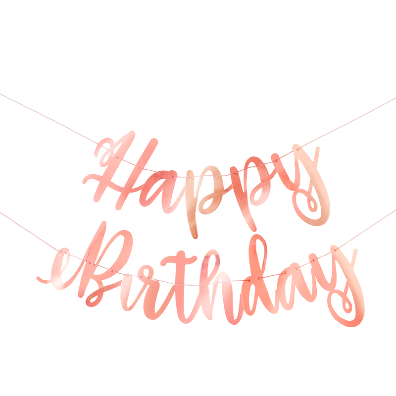 7ft ROSE GOLD SCRIPT HAPPY BIRTHDAY BANNER