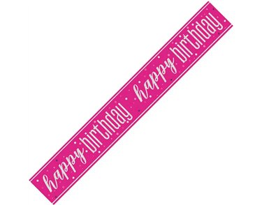 9ft GLITZ PINK HAPPY BIRTHDAY BANNER