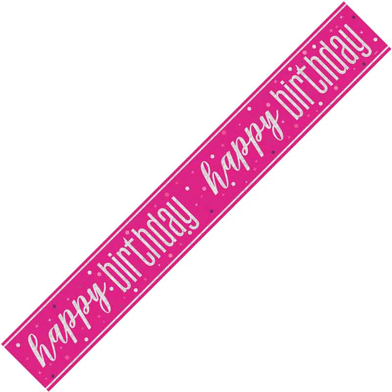 9ft GLITZ PINK HAPPY BIRTHDAY BANNER