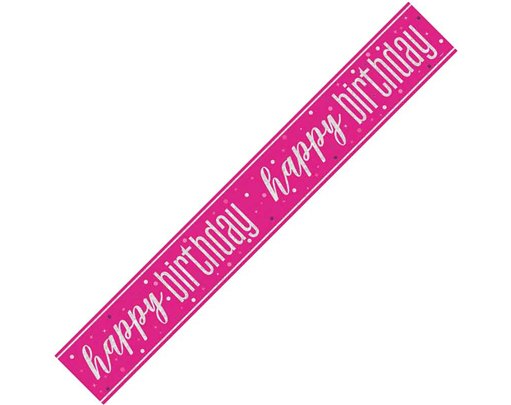 9ft GLITZ PINK HAPPY BIRTHDAY BANNER