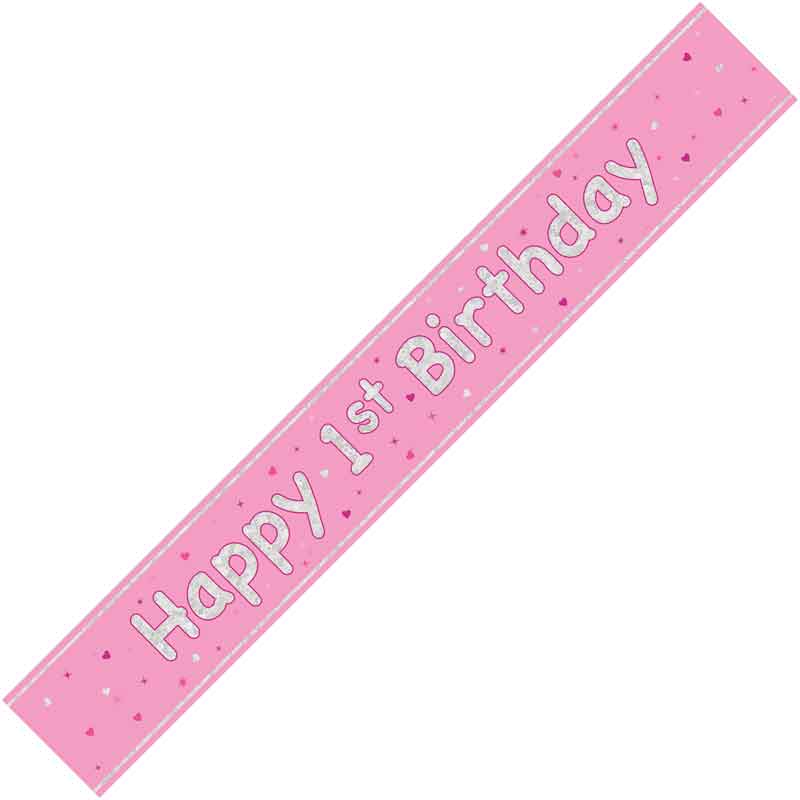 9ft GLITZ PINK 1ST BIRTHDAY BANNER