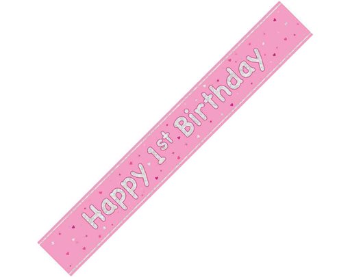 9ft GLITZ PINK 1ST BIRTHDAY BANNER