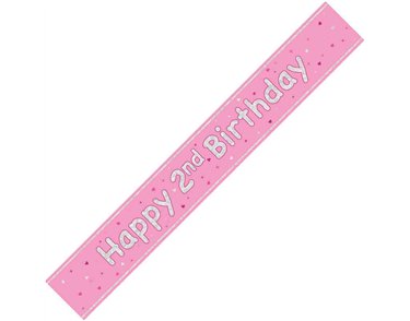 9ft GLITZ PINK 2ND BIRTHDAY BANNER