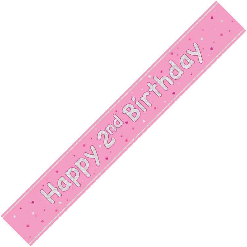 9ft GLITZ PINK 2ND BIRTHDAY BANNER