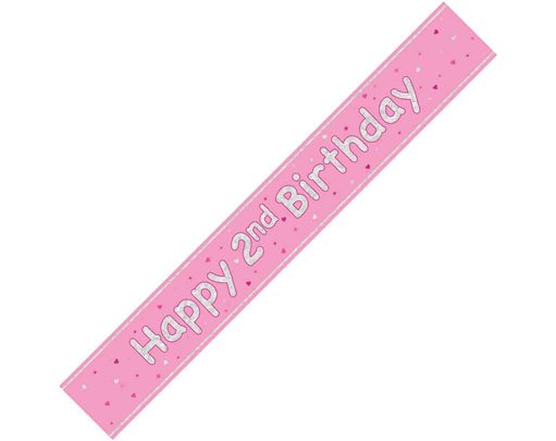 9ft GLITZ PINK 2ND BIRTHDAY BANNER