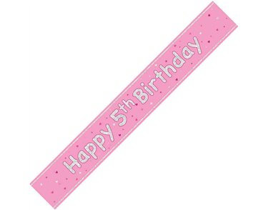9ft GLITZ PINK 5TH BIRTHDAY BANNER