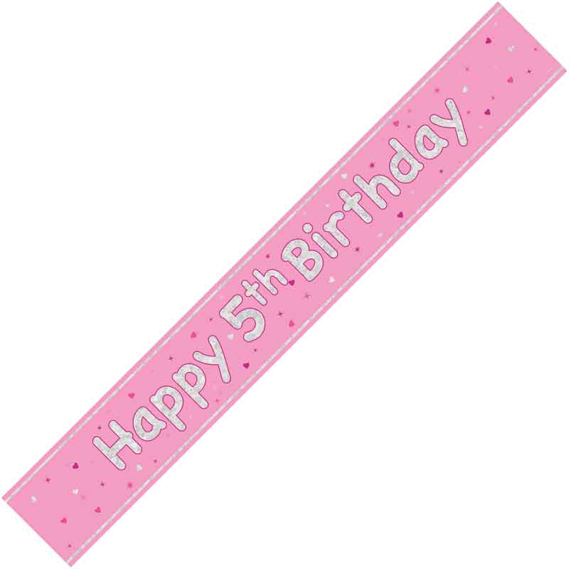 9ft GLITZ PINK 5TH BIRTHDAY BANNER