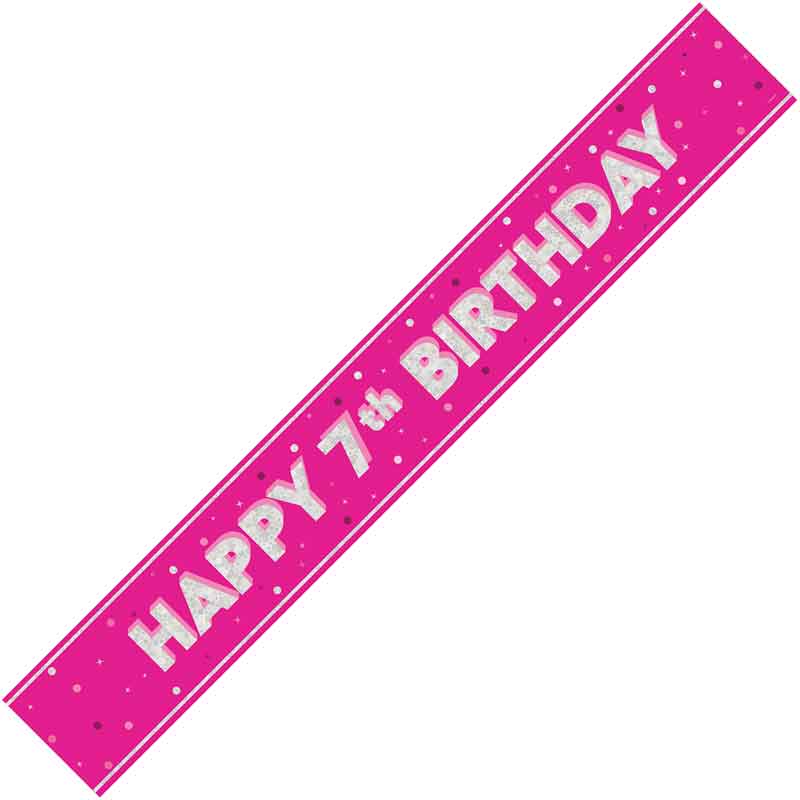 9ft GLITZ PINK 7TH BIRTHDAY BANNER