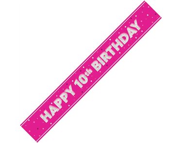 9ft GLITZ PINK 10TH BIRTHDAY BANNER
