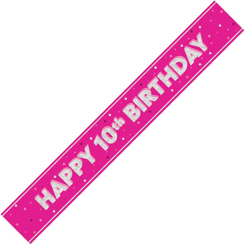 9ft GLITZ PINK 10TH BIRTHDAY BANNER