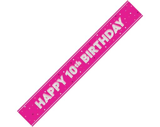 9ft GLITZ PINK 10TH BIRTHDAY BANNER