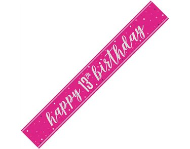 9ft GLITZ PINK 13TH BIRTHDAY BANNER
