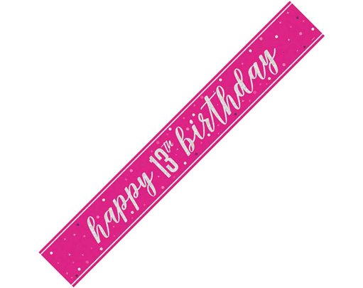 9ft GLITZ PINK 13TH BIRTHDAY BANNER