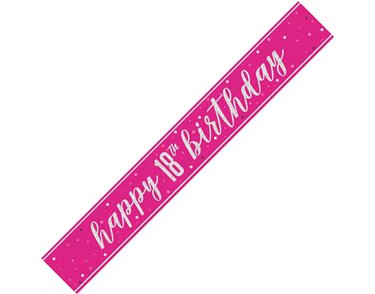 9ft GLITZ PINK 18TH BIRTHDAY BANNER