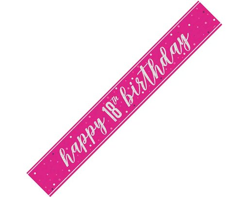 9ft GLITZ PINK 18TH BIRTHDAY BANNER