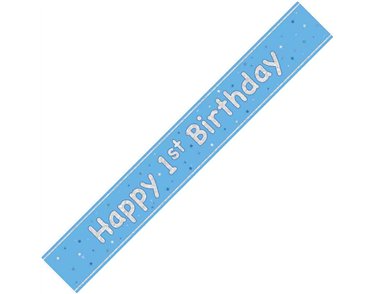 9ft GLITZ BLUE 1ST BIRTHDAY BANNER