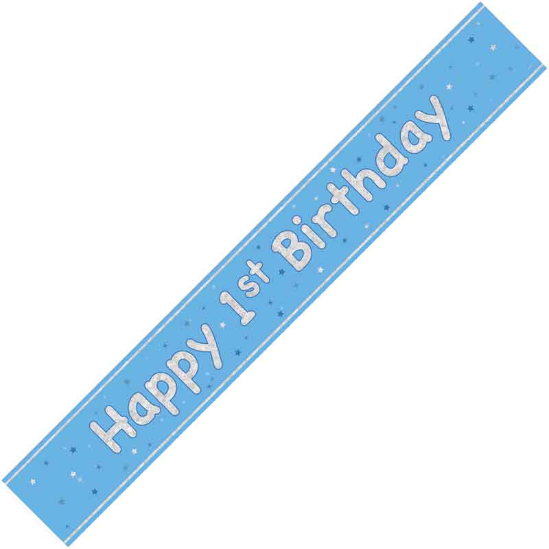 9ft GLITZ BLUE 1ST BIRTHDAY BANNER