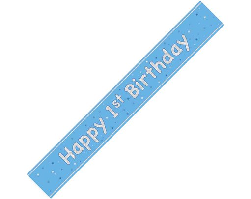 9ft GLITZ BLUE 1ST BIRTHDAY BANNER