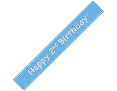 9ft GLITZ BLUE 2ND BIRTHDAY BANNER