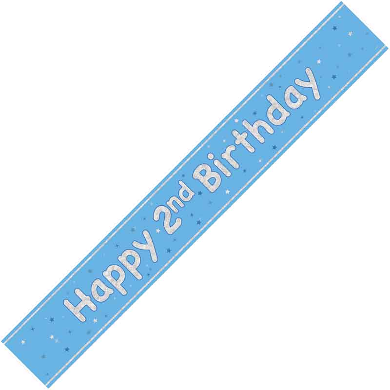 9ft GLITZ BLUE 2ND BIRTHDAY BANNER