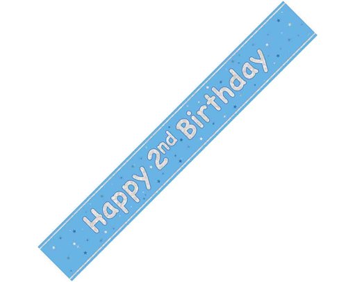 9ft GLITZ BLUE 2ND BIRTHDAY BANNER