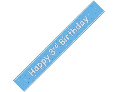 9ft GLITZ BLUE 3RD BIRTHDAY BANNER
